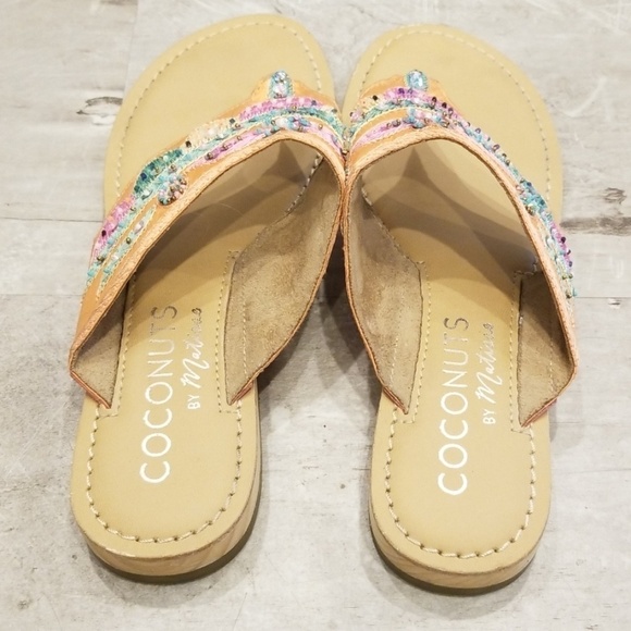 💕COCONUTS by MATISSE💕 Beaded Thong Sandals 9 - Picture 2 of 8